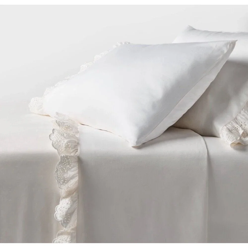 BUNDLE DEAL King Studio McGee Slub Comforter Set + Ruffle Sheets + Lumbar